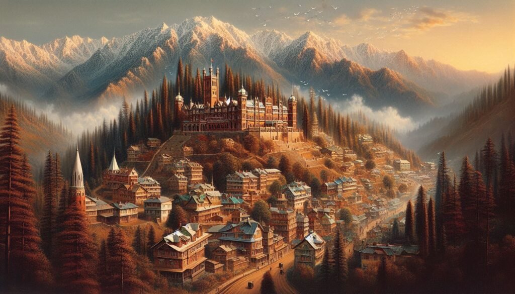 Historic view of Shimla in 1885 with King’s palace, setting the scene for The Hateful Hunt.